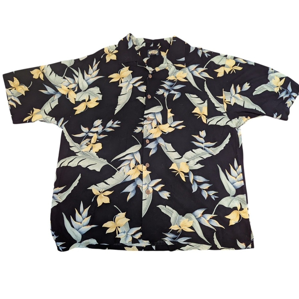VTG Tommy Bahama Tropical Aloha Rayon Camp Shirt Short Sleeve Button Up Men XL